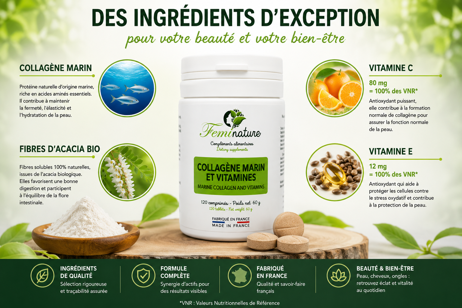 beauté intérieure peau éclatante fermeté visage collagène et vitamines