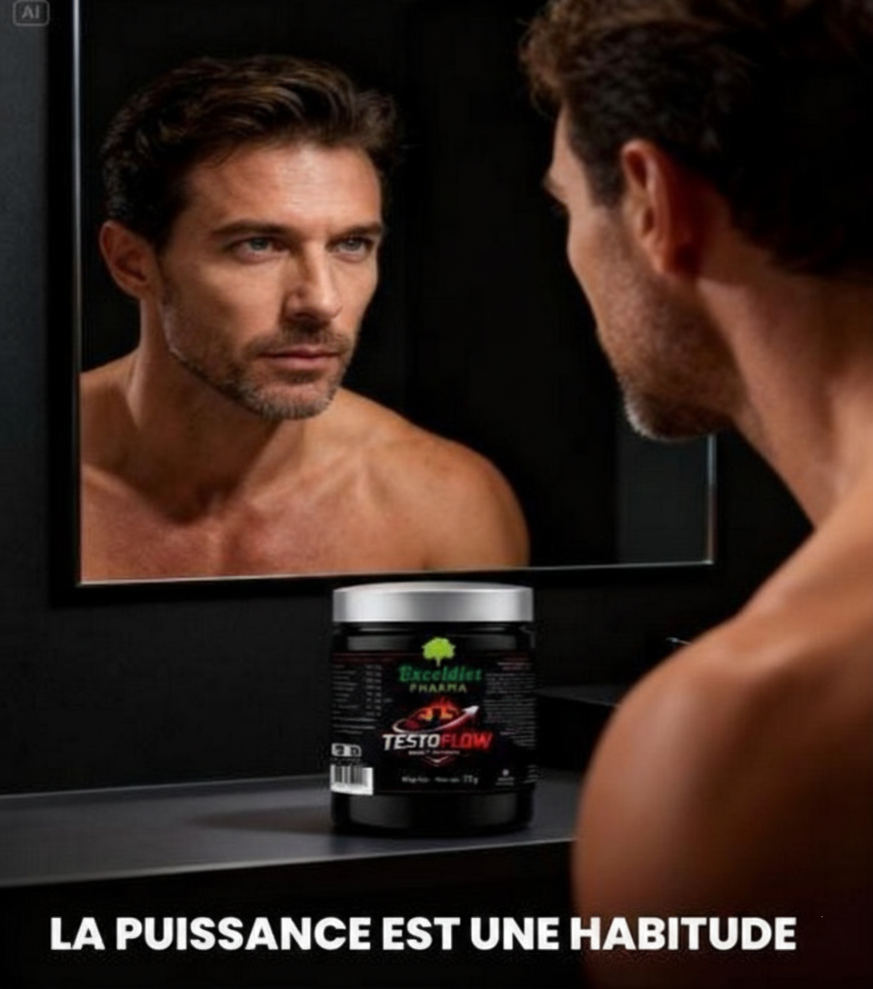 Composition Testoflow maca ashwagandha zinc complément vitalité homme